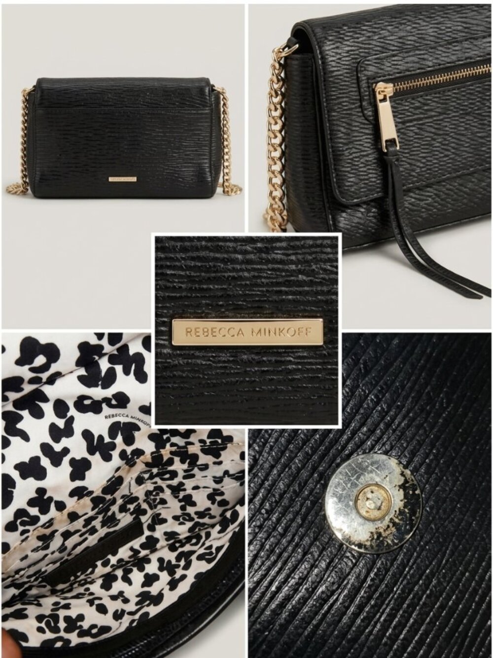 Rebecca Minkoff Black Textured Leather Crossbody Bag